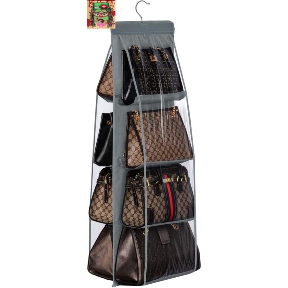 Oxford Cloth 8-Pocket Handbag Organizer for Closet, Hanging Storage - 39.37D x